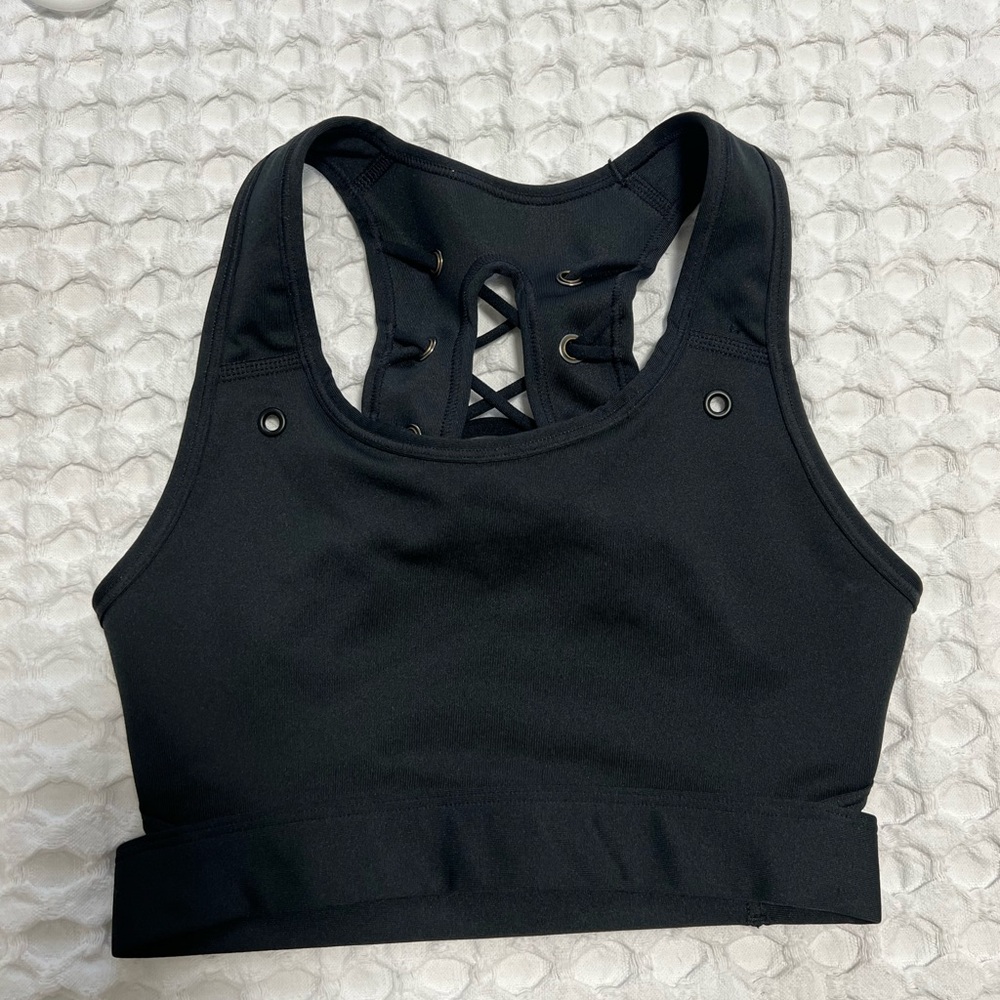 Nike Black Classic Dri-Fit  Lace-Up Back Swoosh Sports Bra - Picture 8 of 8